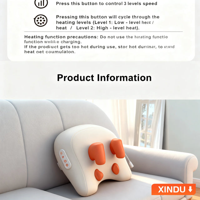 Wireless Heated Deep-Tissue Massage Pillow
